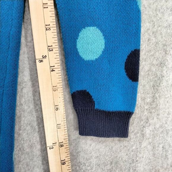 hanna andersson Sweater Dress Girls Size 12 150 Blue Polka Dot Lace Trim Ruffle - Picture 5 of 12